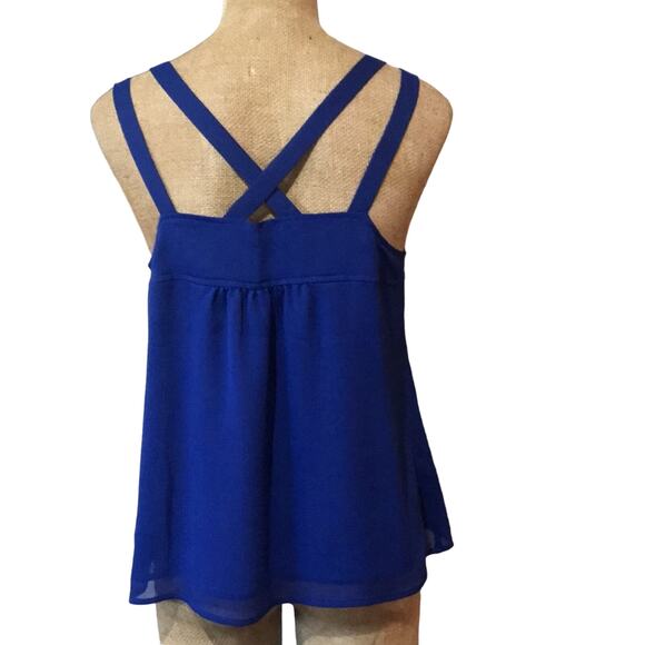 Express NWT NEW Criss Cross Strap Sleeveless Blouse Royal Blue Size S/P - Picture 3 of 8